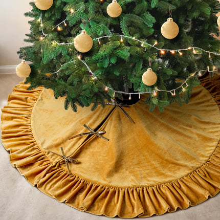 Falda de árbol de Navidad de terciopelo, 48 Inches, estilo moño, verde salvia
