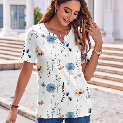 Blusas de verano para mujer, casuales, manga corta, cuello en V