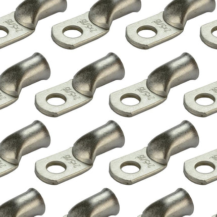 TEMCO 25 Pack Tinned Copper Welding Battery Cable Ends, Lugs Terminal 2 AWG 5/16" Hole - Marine Grade (6 AWG to 1/0 AWG Options Available)