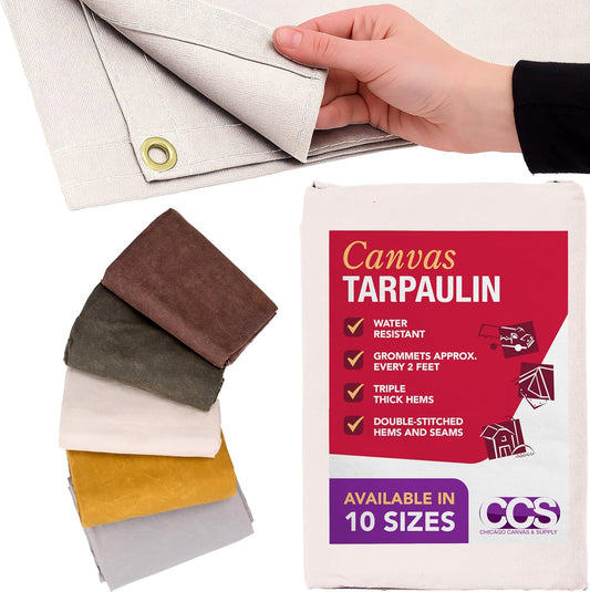Waterproof Canvas Tarp Cover – Heavy Duty Waxed Duck Cloth, White 5x7 Ft