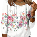 3/4 Length Sleeve Womens Tops Round Neck Casual Summer Tunic Tops Basic Tees Blouses Dressy T-Shirts Pleated Shirts