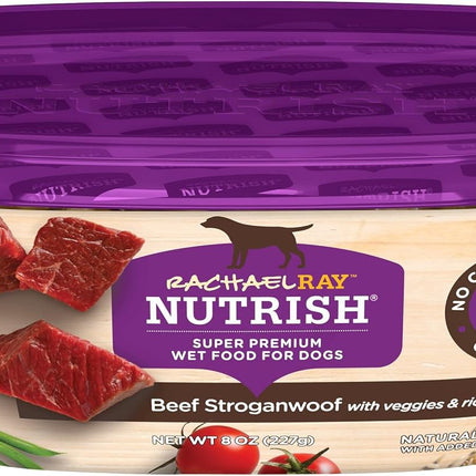 Nutrish Wet Dog Food Tubs, Beef Stroganwoof Recipe, 8 Ounce Tub (Pack of 8) (Rachael Ray)