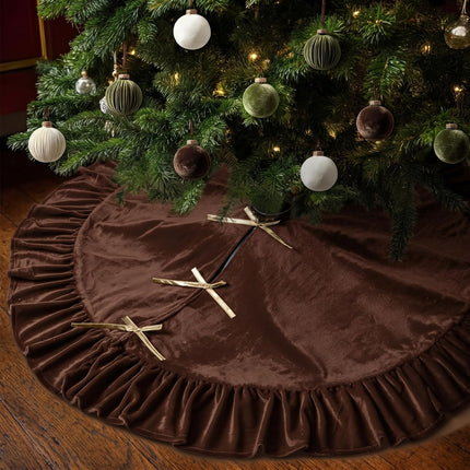 Falda de árbol de Navidad de terciopelo, 48 Inches, estilo moño, verde salvia