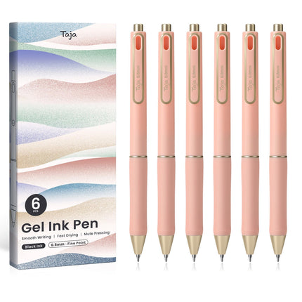 Bolígrafos de gel, 6 piezas de tinta negra de secado rápido, punta fina de 0.5mm, tonos pastel