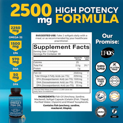 Triple Strength Omega-3 Fish Oil 2500mg – EPA & DH - image 2