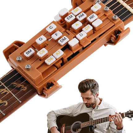 Brown Guitar Chord Presser, Guitar Chords Trainer for Beginners and Arthritis Player, From Pain to Play - The Arthritis-Friendly Chord Tool, No More Sore Fingers - Chord Helper for Beginners