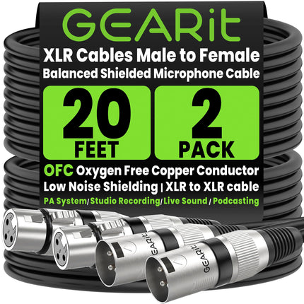 22AWG OFC XLR Cables 10 FT 6-Pack Male to Female for Live Bands