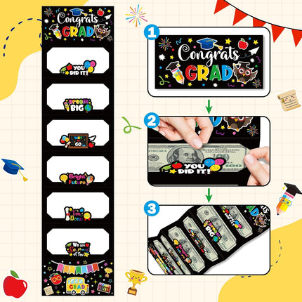 Graduation Money Holder Gift, 6-Slot Cash & Card Holder with Ribbon Envelope, Money Envelope for Graduation Party, Keepsake Card Holder for School & Kindergarten Graduates