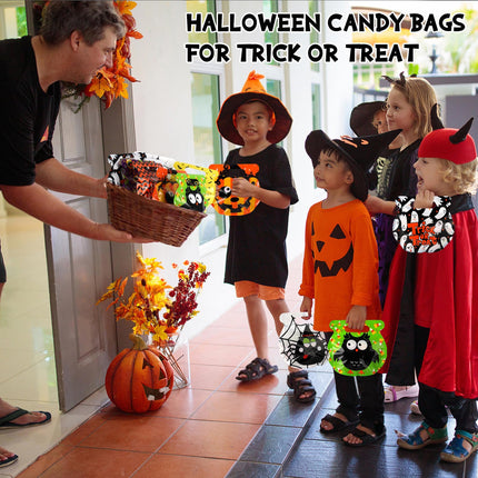 56-Pack Halloween Bags with Handles, 8 Cauldron Designs
