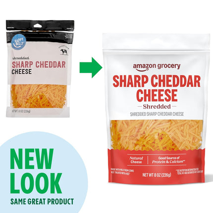 Amazon Grocery, Sharp Cheddar Cheese, Shredded, 8 Oz