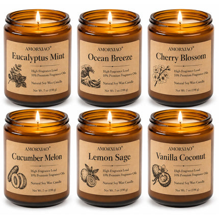 6 Pack Scented Candles Gift Set, 42oz Soy Candles, Jar Candles for Home
