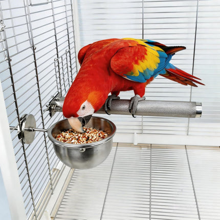 AOTU Anti-Snatch Stainless Steel Parrot Feeding Cups with Locking Buckle - Bird Food & Water Bowls, Bird Cage Accessories for Cockatiel, Conure, Budgie, Macaw, Gray Parrot & Small Pets (L)