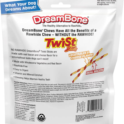 DreamBone Twist Sticks, Made With Real Bacon And Cheese Flavor, Rawhide-Free Chews For Dogs, 50 Count