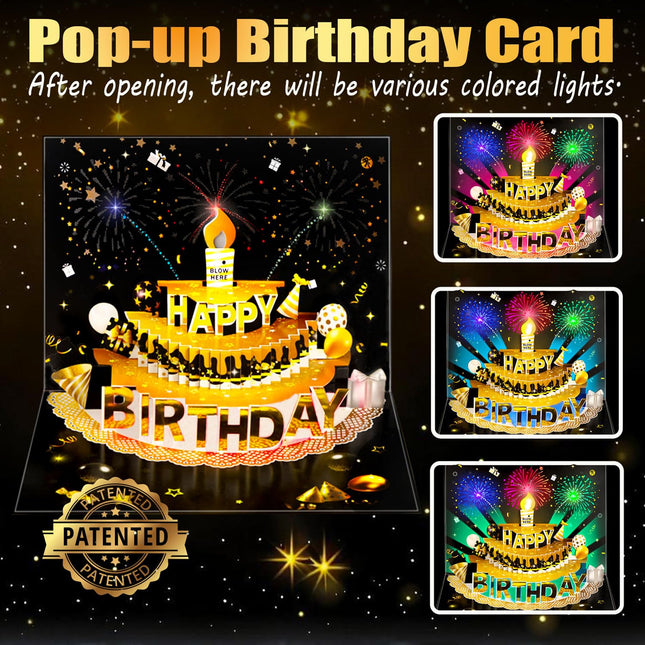 Pop Up Birthday Cards for Men, LED Light & Music Blow The Candle - photo 2