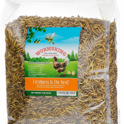WORMSKING 2LB Dried Mealworms for Poultry, Wild Birds,Tasty Bird Food