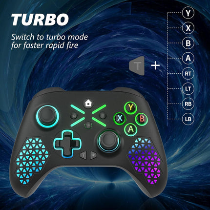 Dinosoo RGB Wireless Controller for Xbox Series X|S, Xbox One & Windows 10/11, Gaming Gamepad with Hall Trigger, Turbo, Macro, 3.5mm Audio Jack, 2.4GHz Adapter