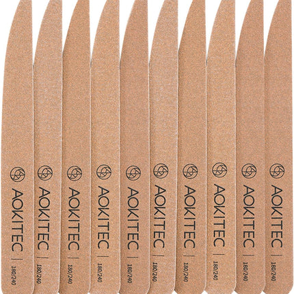 Aokitec 10 PCS Nail Files Professional, 100/180 Grit Double Sided Emery Boards, Nail Art Tools for Acrylic Natural Nails, Manicure Pedicure Tools for Home Salon Use