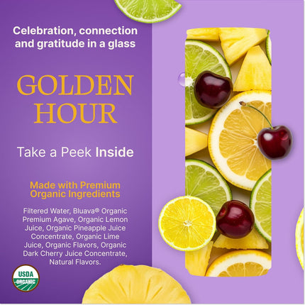 MEDASE Jamaican Rum Punch "Golden Hour" Non-Alcoholic Mocktail (12oz 4 Pack) Authentic Taste, Healthy and Organic Drink, Alcohol Free Beverage, Low Calorie, Gluten Free, Vegan, GMO Free