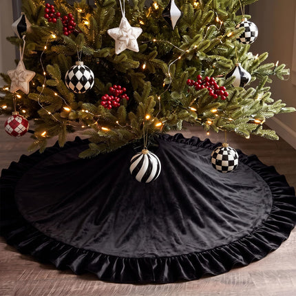 Falda de árbol de Navidad de terciopelo, 48 Inches, estilo moño, verde salvia