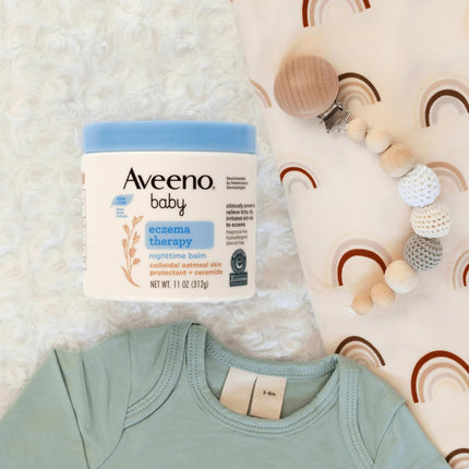 Aveeno Baby Eczema Therapy Nighttime Moisturizing Balm, Colloidal Oatmeal & Ceramide, Soothes & Relieves Dry, Itchy Skin from Eczema, Hypoallergenic, Fragrance-Free, Travel Size, 1 oz