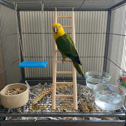 2 Pack Bird Ladder, Wooden Bird Cage Ladder Birds Cage Accessories for Parakeets, Parrots, Cockatoo & Lovebirds (6 Step & 8 Step)
