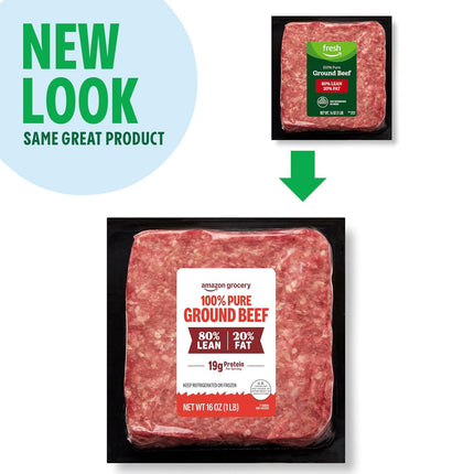 Amazon Grocery, Ground Beef, 80% Lean/20% Fat, 1 lb