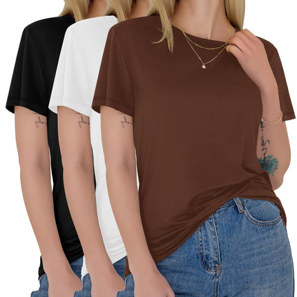 3 Pack Womens T-Shirts Short Sleeve Summer Tops Soft Basic Tees 2026