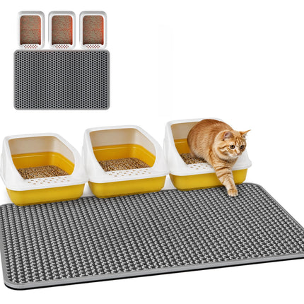 Cat Litter Mat, 23.2 x 14.6 in, Waterproof, Non-Slip, Grey