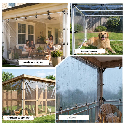 Clear Tarps Heavy Duty Waterproof, 8 Mil Transparent Vinyl Tarpaulin with Grommets, Ropes, Zip Ties Reinforced Edge, Tear-Resistant, Anti-UV for Greenhouse, Patio, Garden, Porch, Pavilion (4x6 FT)