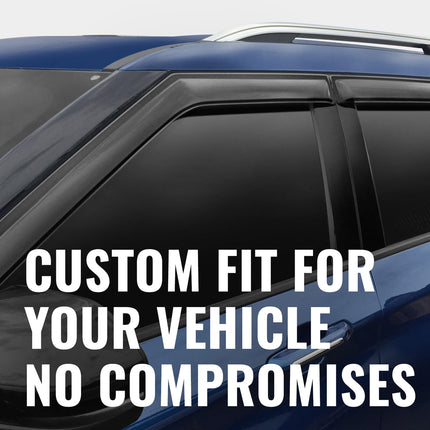 Outside Mount Rain Guards For 2015 - 2026 Ford F-150; 2017 - 2026 F-150 Raptor, F-250, F-350 SD, SUPERCREW ONLY | Window Vent Visors, 4 pcs. - Smoke | 94975