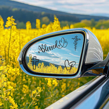6 Pcs Trust in God Rearview Mirror Stickers, Christian Car Decals for Faith Inspiration, Jesus Loves You Cross Vinyl Mirror Sticker for Cars Auto Window Laptop Decorations (Black)