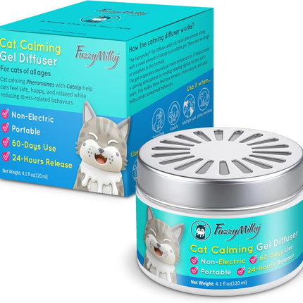 Cat Pheromone Calming Diffuser Gel, Unplugged Cordless Cat Calming, Anxiety Relief, Lasting 2 Months, Adjustable for Home,Car Travel, Scratching,Urine Marking(120 ml, 4.1 fl oz)