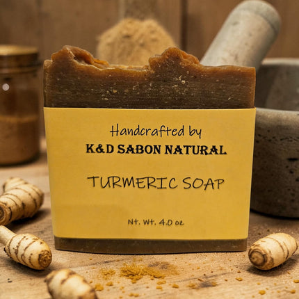 K&D Turmeric Soap - Natural Golden Glow Exfoliating Bar Soap - 4oz Handcrafted
