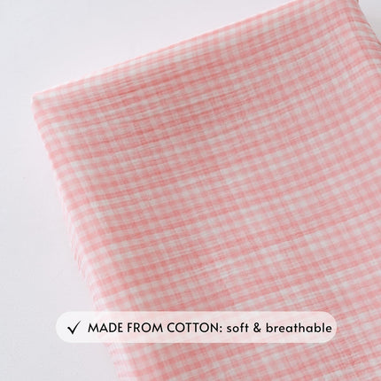 TISU Gingham Diaper Changing Pad Cover, 16 x 32 inches, Soft Muslin Cotton, Elastic Band, Check Pattern (Pink Gingham)