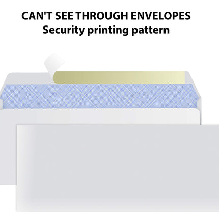 Sobres #10 tamaño carta autosellantes | 500 sobres de seguridad para envío comercial con sello adhesivo | Tintados | paquete de sobres blancos no 10 sin ventana legales regulares lisos | 4-1/8 x 9-1/2 Inches | 24 LB