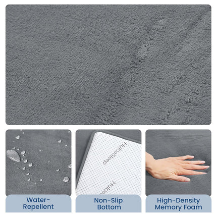 Huloo Sleep Baby Play Mat for Floor,1.3" Thick Elasti-Foam 50"×50" Playpen Mat for Tummy Time,Water Repellent Soft Coral Velvet for Toddler,Infant,Kids,Non-Slip Backing Safe for Crawling(Dark Grey)