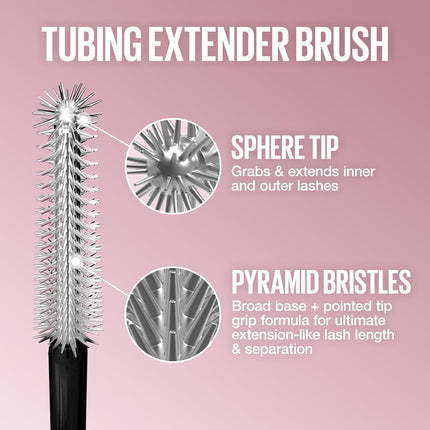 Maybelline Lash Sensational Sky Tubes Tubing Mascara, Extension-Like Lengthening and Volumizing Mascara, 24HR Eye Makeup with Shea Butter & Castor Oil, Very Black, 1 Count