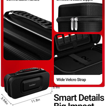 ivoler Carrying Case for Nintendo Switch 2/Switch/OLED Model, Large Capacity Portable Travel Case Fits Switch 2 Dock or Pro Controller, 10 Game Card Slots, Protective Storage Bag - Black