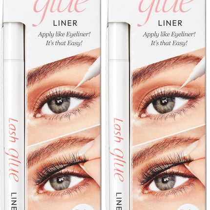 Lash, Eyeliner Lash Glue, 2-in-1 Felt-Tip Eyeliner and Lash's Adhesive, Includes 1 Glue Liner, Long Lasting Wear, Can Be Used with Strip Lashes and Lash's Clusters (Pack of 2)