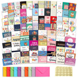 100 Unique Birthday Cards with Envelopes - Assorted Happy Birthday Cards, 4 x 6 inches, Envelopes & Stickers in Bulk Boxed Set