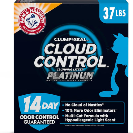 ARM & HAMMER Cloud Control Platinum Cat Litter, Multi-Cat Clumping Litter, Hypoallergenic and Dust-Free, 14-Day Odor Control, 37 lbs