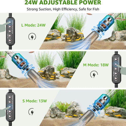Electric Aquarium Vacemover Sand Wash Water Shower and Water Circulation, Timed Off