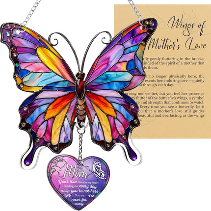 Butterfly Mom Memorial Acrylic Suncatcher Ornament, Loss of Mom Memorial Gifts, Butterflies Memorial Sympathy Gifts, Butterflies Remembrance Window Hangings, Butterfly Gifts for Women