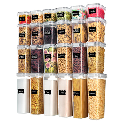 Airtight Food Storage Containers with Lids, 24 pcs, Black