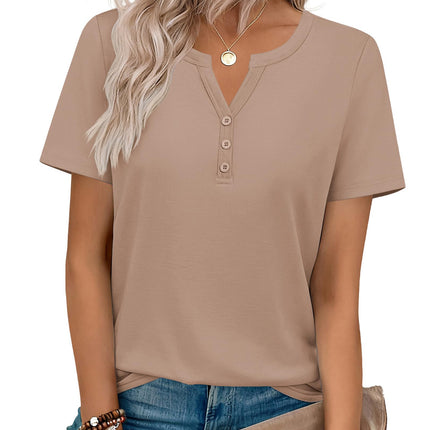 Blusas de verano para mujer con cuello V y manga corta, elegantes y casuales
