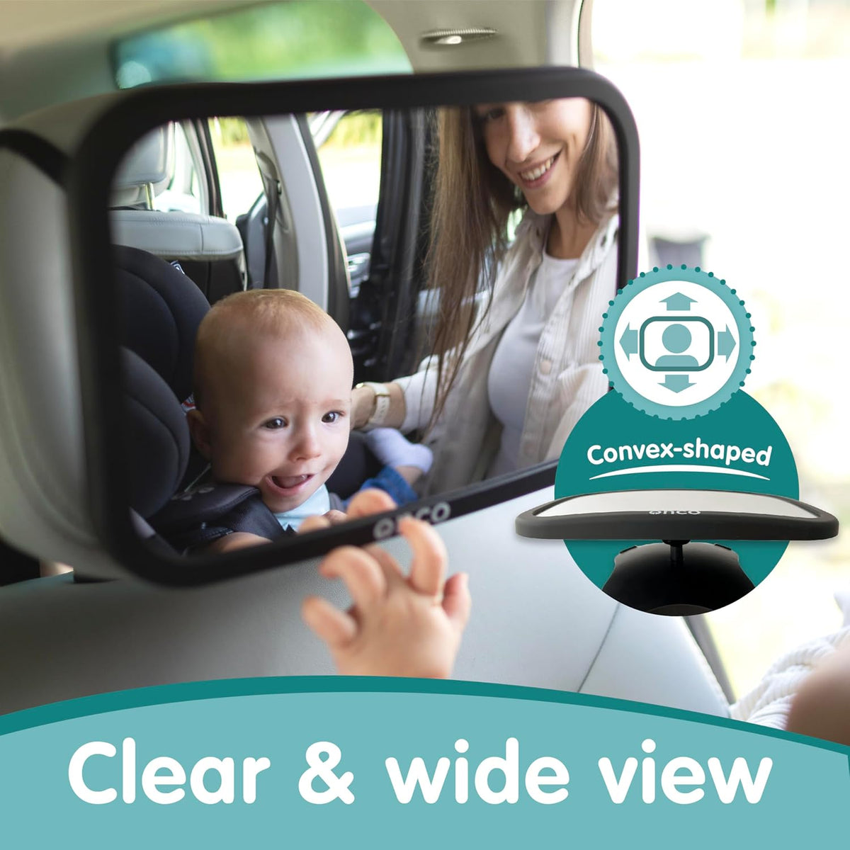 Rear-Facing Baby Car Mirror - Convex, Shatterproof, Shakeproof, 360° Rotation - photo 3