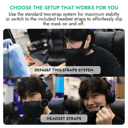 VEKTA Soundproof Gaming Mask – Up to 30 dB Sound Dampening – Clear-Voice Built-in Mic + Optional Earphones – Comfortable, Easy Breathing – USB Wired for PC/PS4/PS5/Switch/Mobile (L/XL)