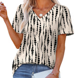 T Shirts for Women V Neck Dressy Casual Blouses Puff Short Sleeve Summer Tops Loose Fit
