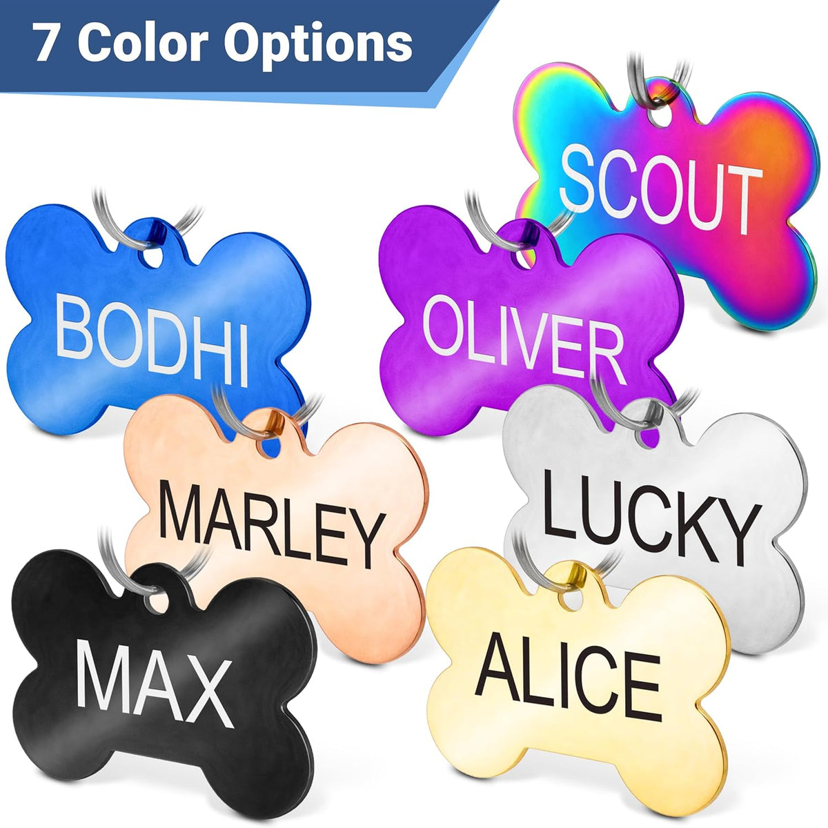 Stainless Steel Pet ID Tags, Personalized Dog Tags and Cat Tags, up to 8 Lines of Custom Text, Engraved - photo 5