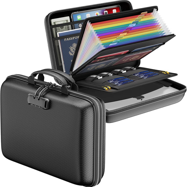 Fireproof Locking File Organizer Case, Black